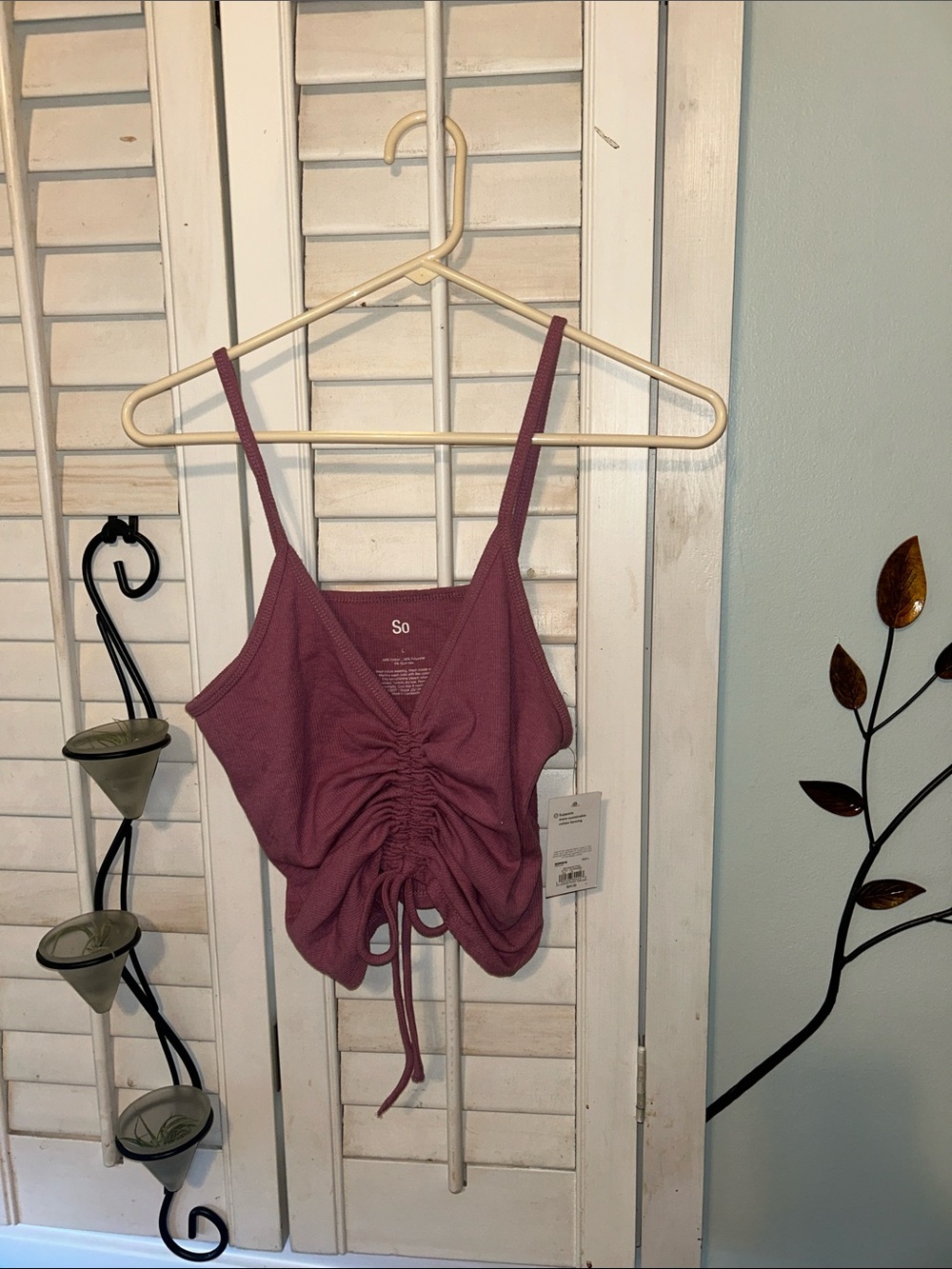 SO Mauve Ruched Drawstring Cami Top - Picture 2 of 6